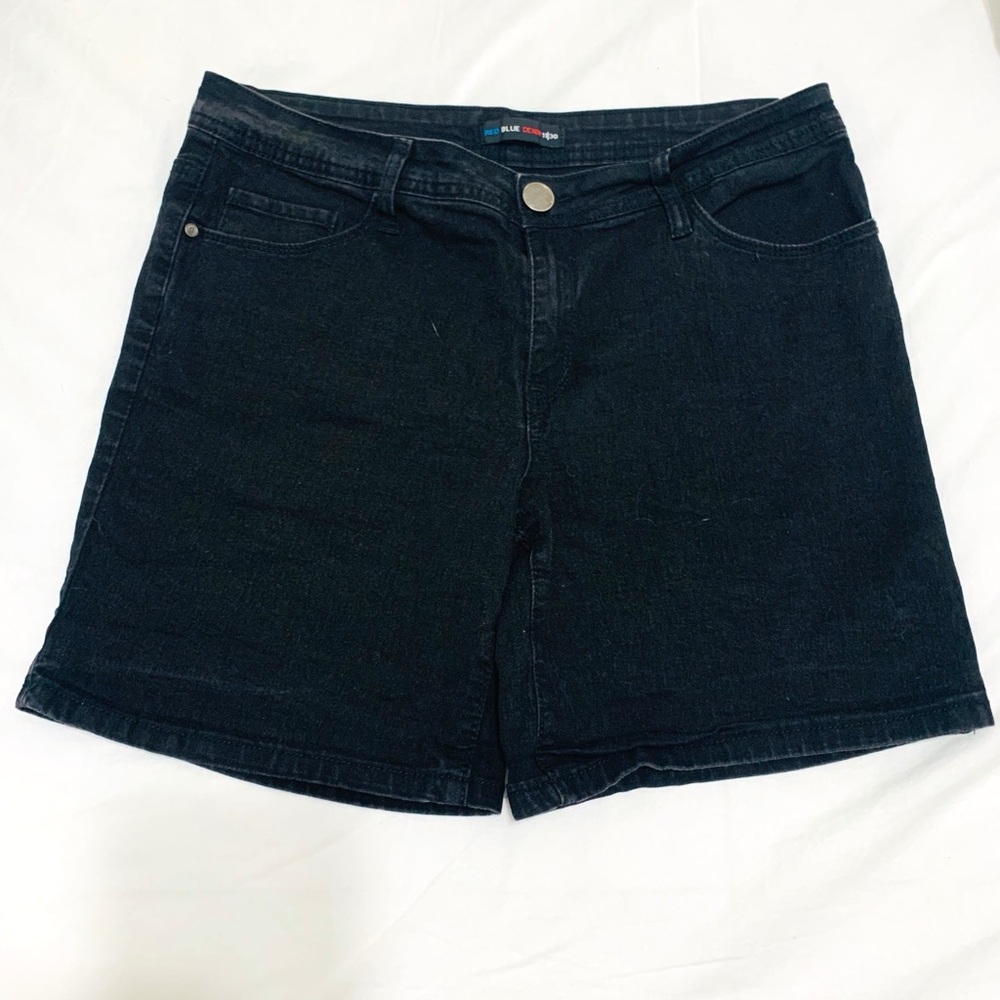 Black denim shorts